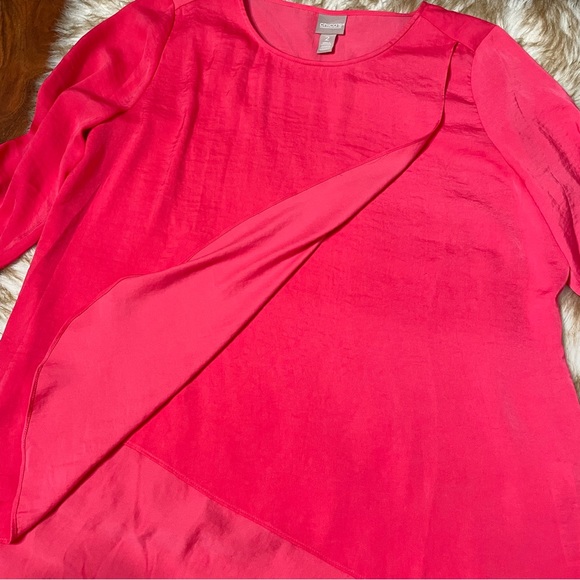 Chico’s silky tulip layered popover blouse. NWOT - Picture 4 of 8